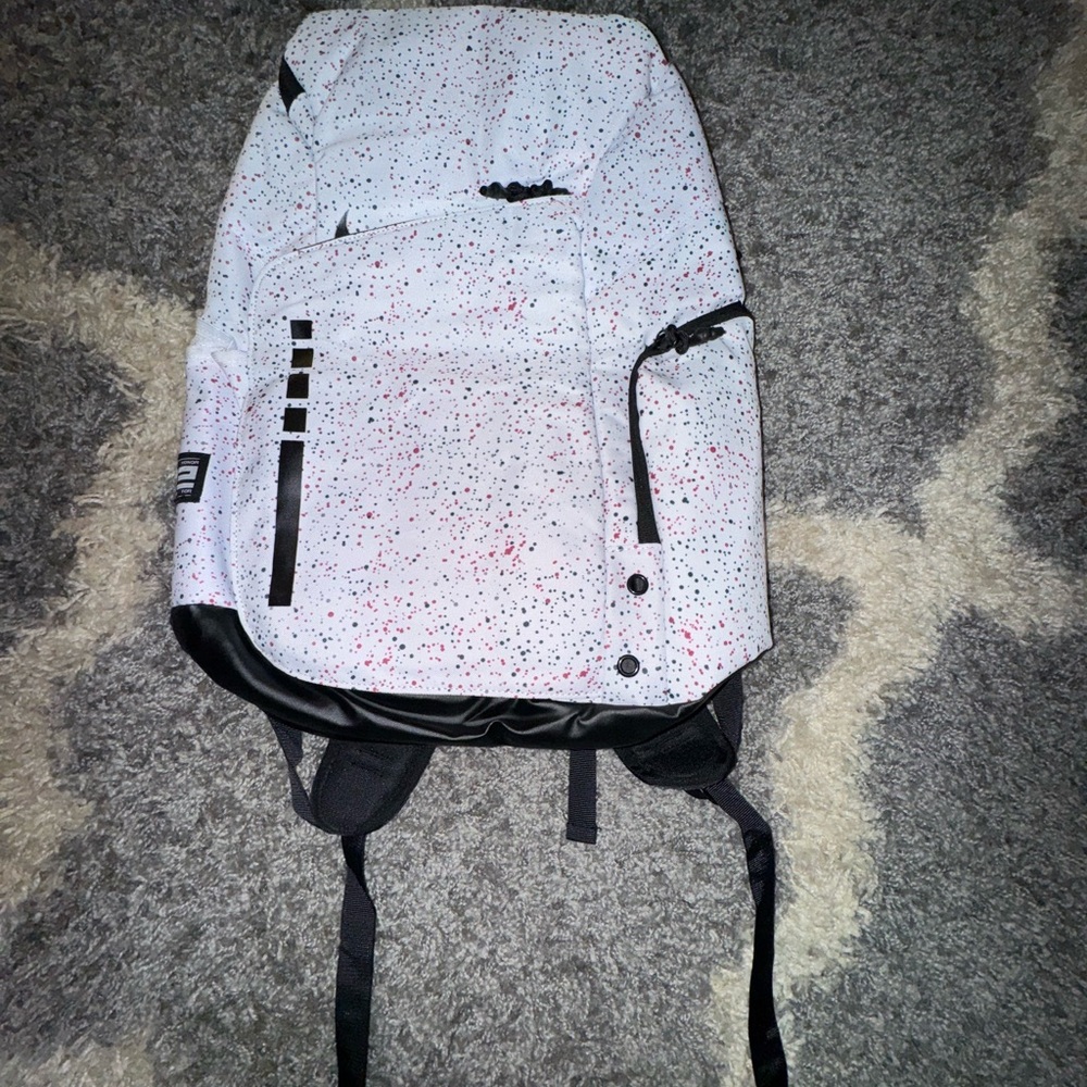 Nike White and Black Speckled Backpack